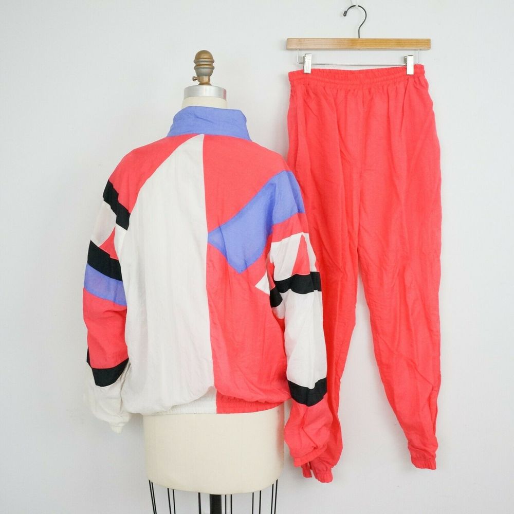 Vintage 80s/90s Nylon Track Suit Colorblock - Picture 3 of 8